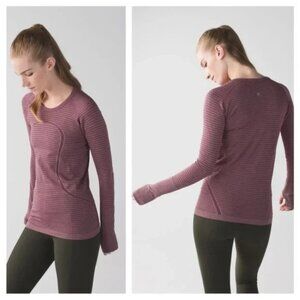 Lululemon Swiftly Tech Long Sleeve Crew Size 2 Heathered Bordeaux Drama Shirt